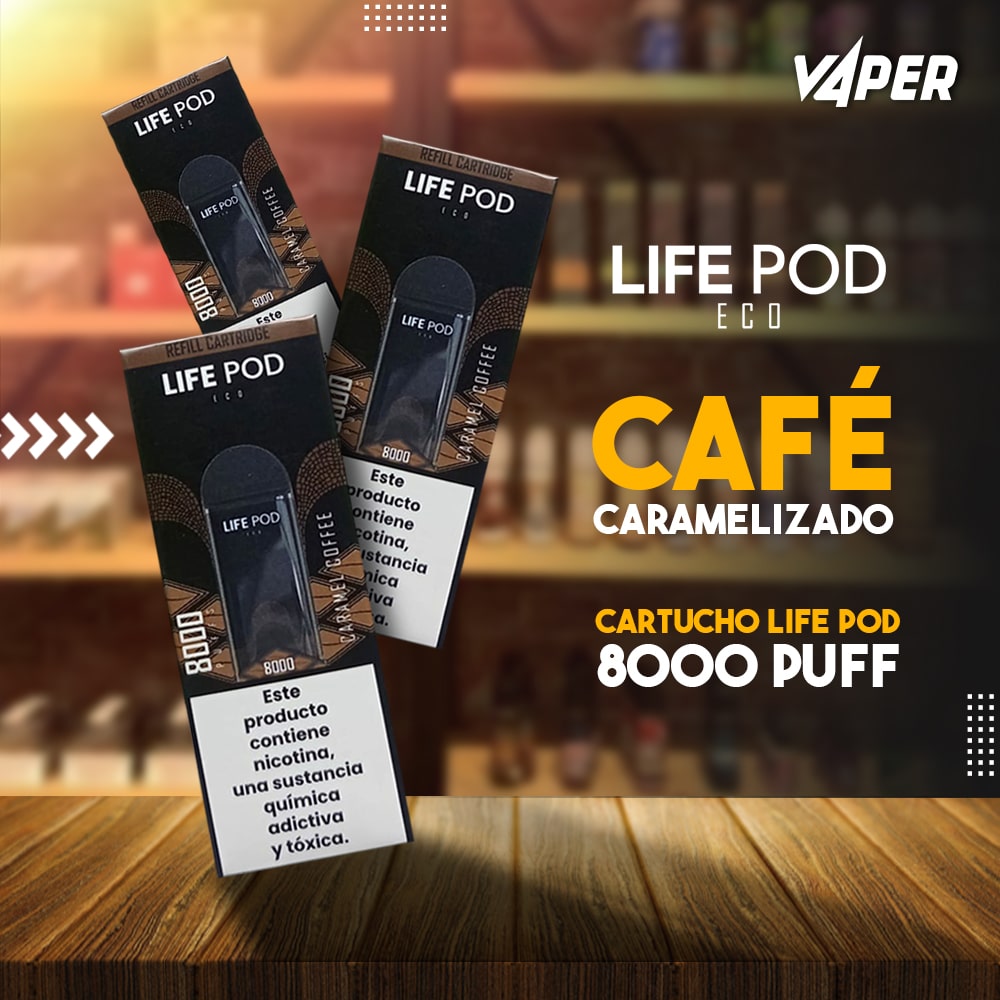 Life Pod Eco Cartucho Caramel Coffee 5% (Refill 8000 Puffs)