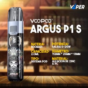 El kit Voopoo Argus P1 S Pod Kit cuenta con una potente batería recargable de 800 mAh, que ofrece un impresionante rango de salida de 5~25 W.