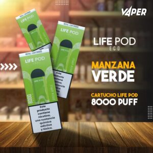 Life Pod Eco Cartucho Green Apple 5% (Refill 8000 Puffs)