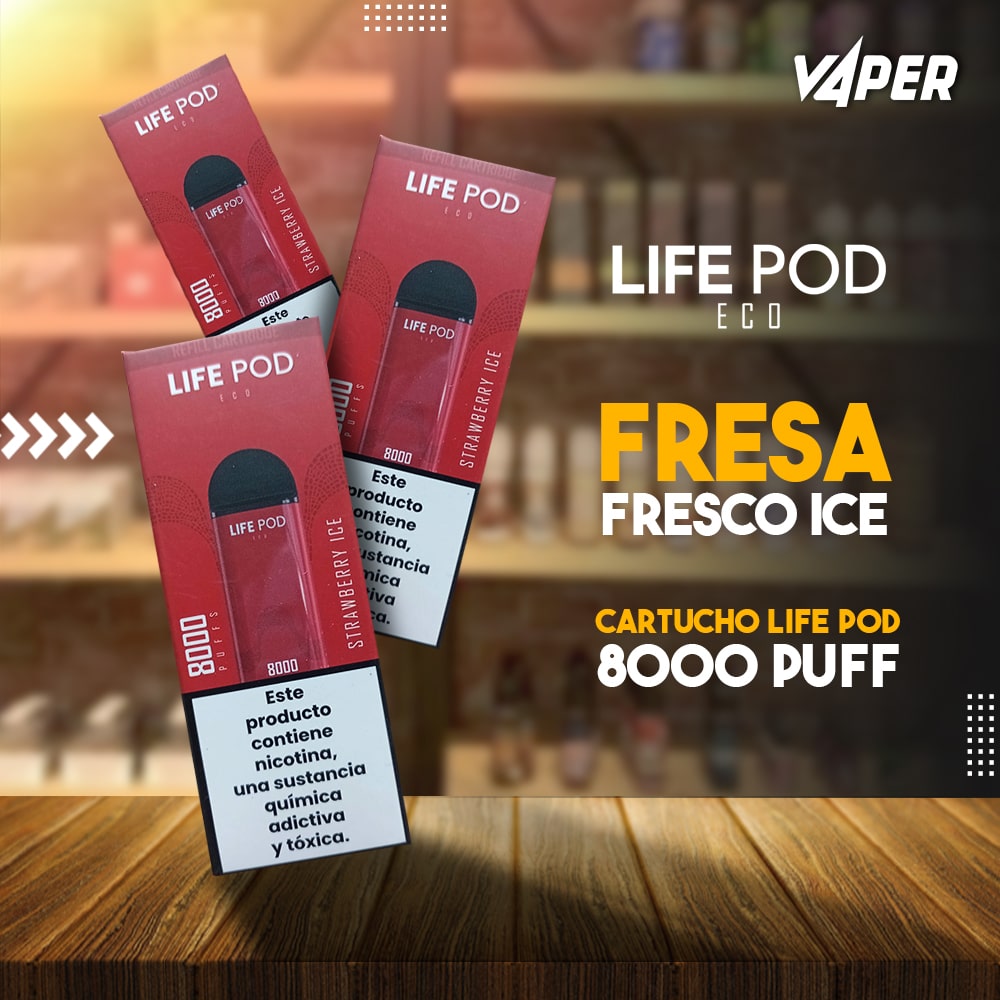 Life Pod Eco Cartucho Strawberry Ice 5% (Refill 8000 Puffs)