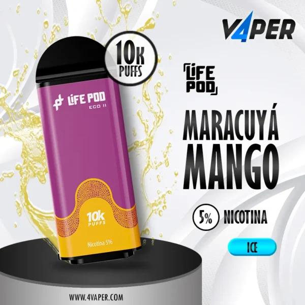 Life Pod Eco II Cartucho Passion mango ice 5% (10000 Puffs) - 4vaper.com