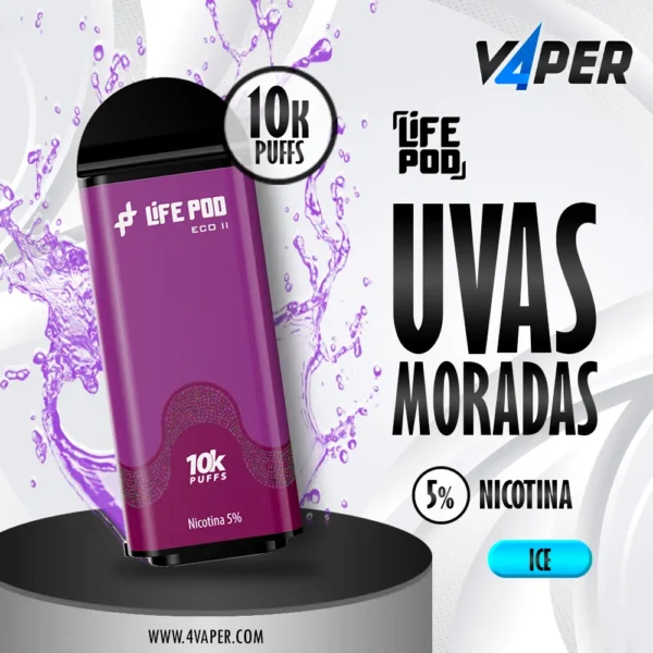 Life Pod Eco II Cartucho Grape Ice 5% (10000 Puffs) - 4vaper.com