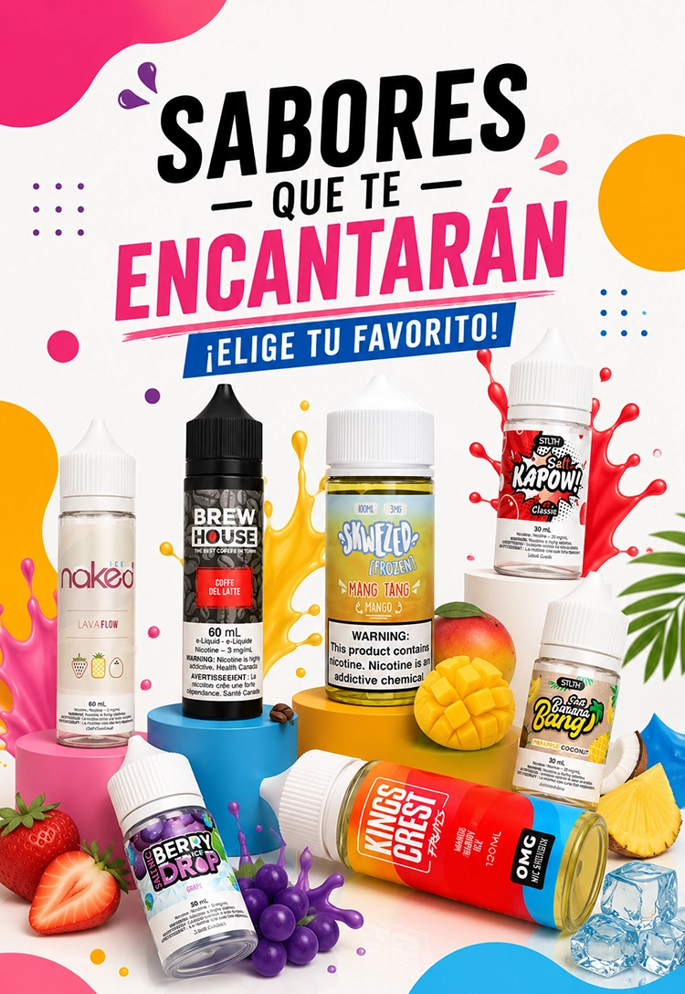 Tienda de vape en Lima Perú, liquidos de diferentes sabores disponibles en 4Vaper.